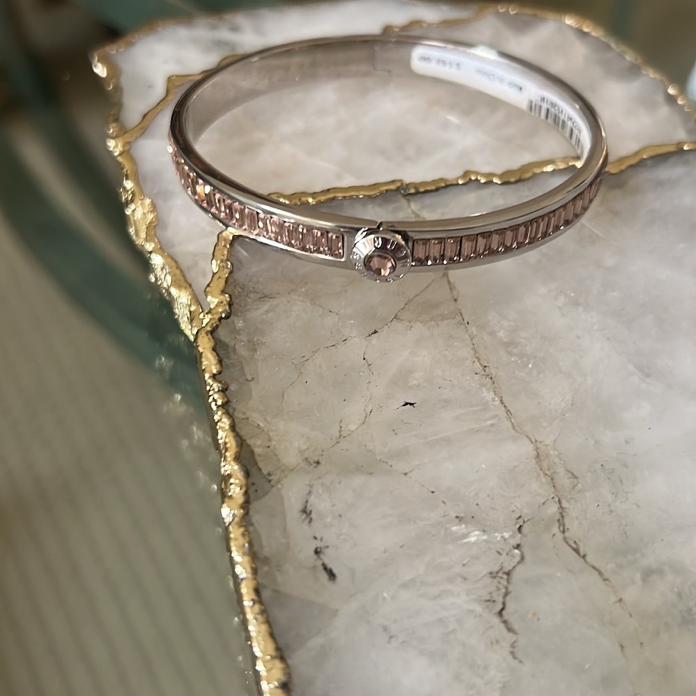 Silver Tone Pink Crystal Accent Smart Bracelet